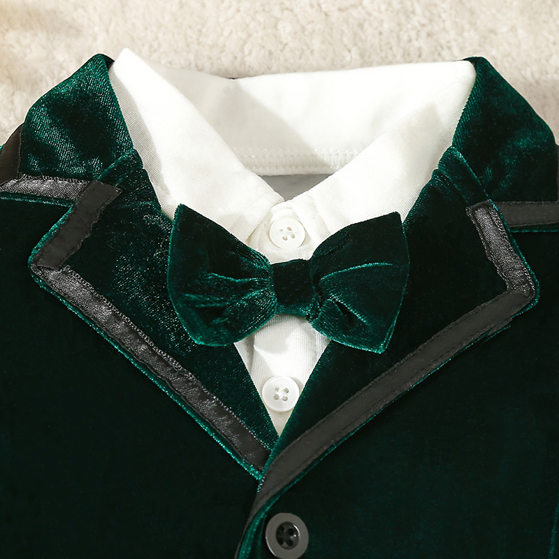 Väliskaubanduse hulgimüük Euroopa ja Ameerika poiste ülikonnad, sügis-talvine kuldne sametist laste härrasmehe Briti stiilis kolmeosaline komplekt