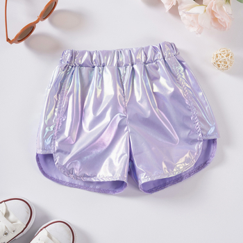 Ιριδίζον σορτς σετ δύο τεμαχίων για κορίτσια Παιδικά πολύχρωμα σορτς Μωβ Ροζ Δύο χρώματα Προαιρετικά Μόδα Παιδικά ρούχα Εξωτερικό εμπόριο Hot Style