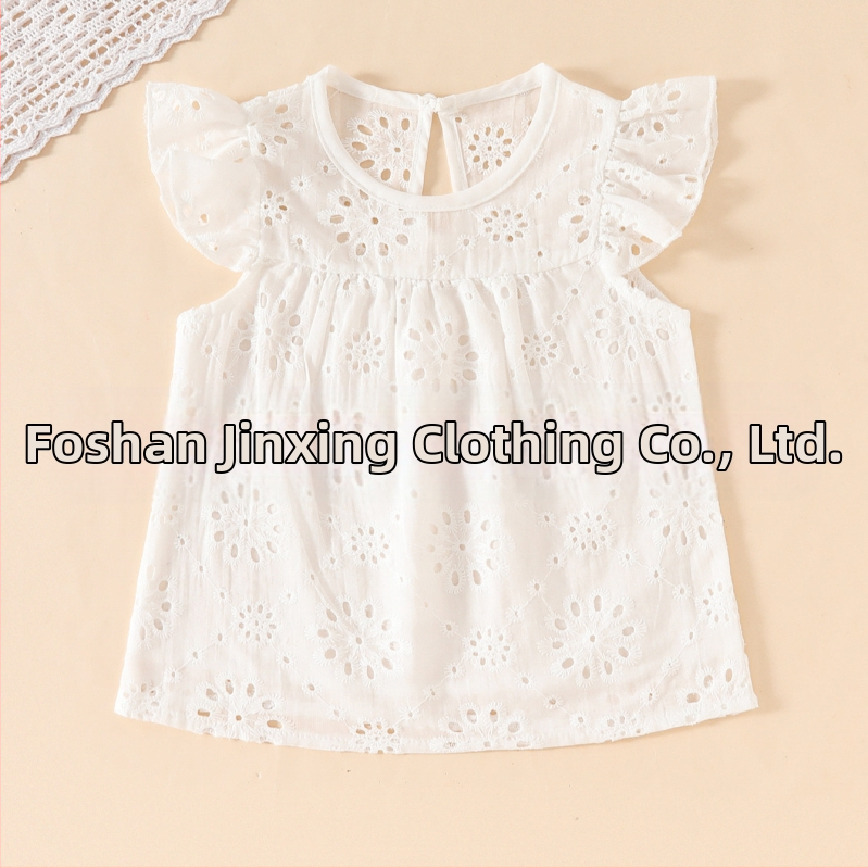 2024. aasta uus suvine beebitüdruk, armas valge lumehelveste pluus