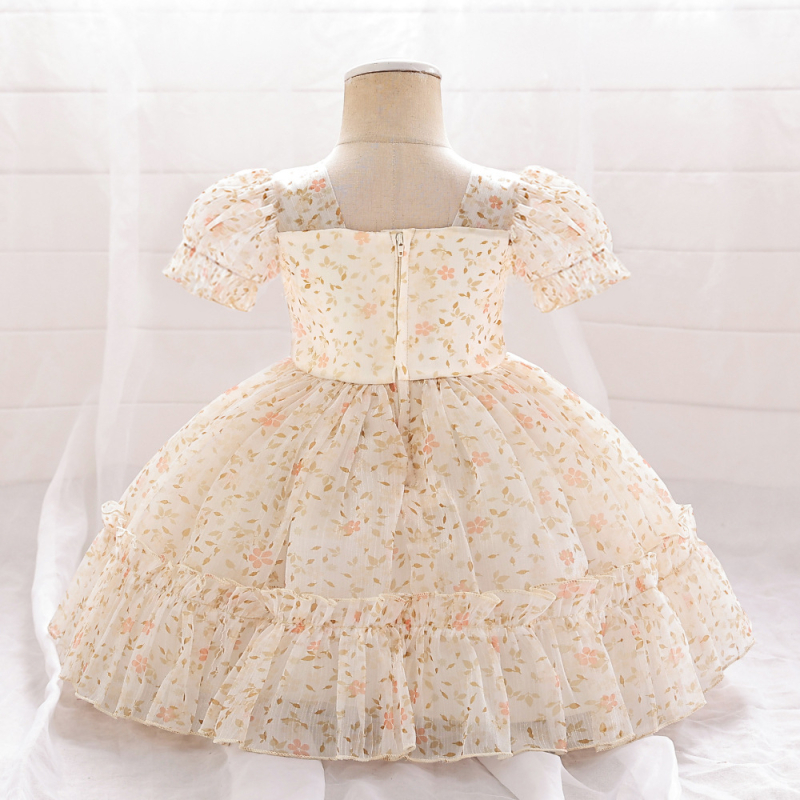 Mergaičių gėlių suknelė kūdikiams Vasaros stiliaus fortepijono atlikimas Vaikams Princesės suknelė Pūstos rankovės gėlių mergaitės suknelė