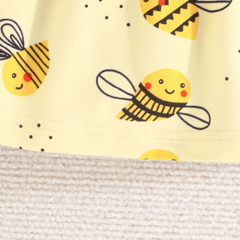 Išskirtinė 2024 m. pavasario ir vasaros kūdikių mergaitės miela dviejų dalių suknelė su kaspinu ir mielos bitės raštu.