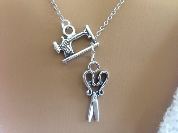 Euroopa ja Ameerika väliskaubanduse isikupärastatud ehted õmblusmasina kääridega ripats moekombinatsioon õdede kaelakee rangluu kett hulgimüük