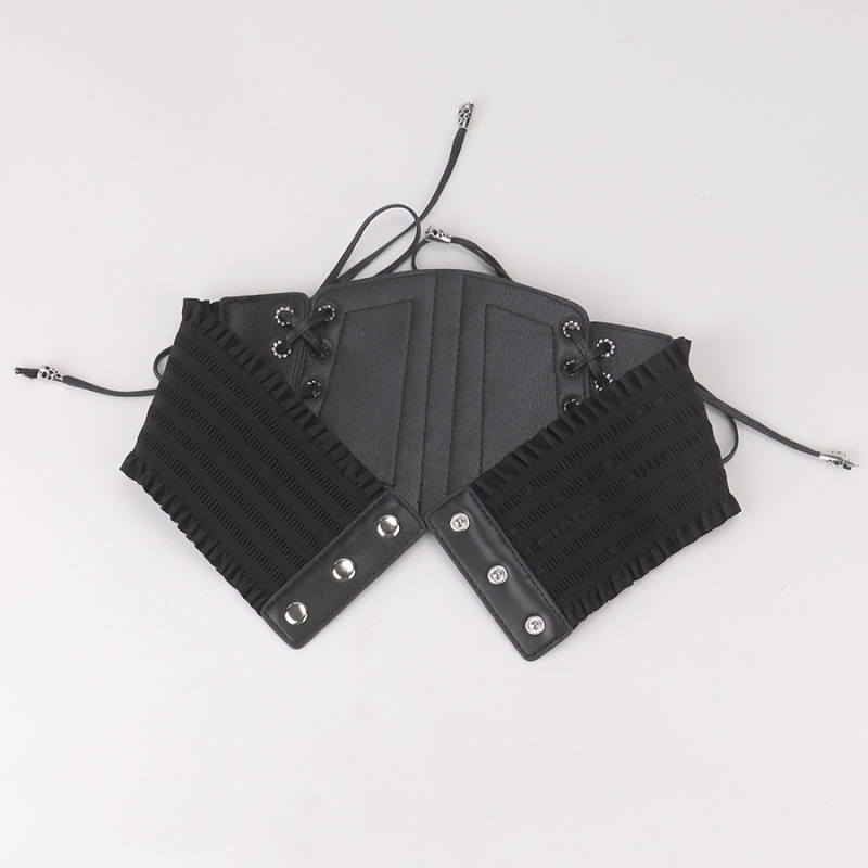 Naistele mõeldud äärepitsist pitsist rihmaga nahkvöö, mis kaunistab moodsat välimist elastset vöökohta, suur suurus, lai vöö, Euroopa ja Ameerika retrohõnguline