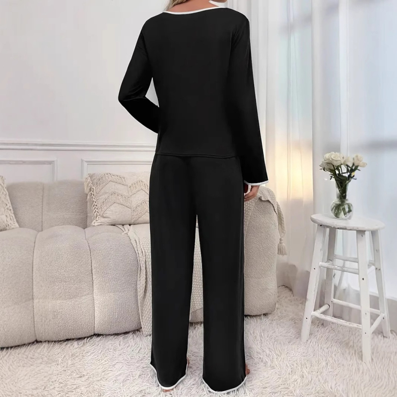 Eiropas un Amerikas Amazon jaunās mazās V veida kakla ikdienas garpiedurkņu bikses mājas apģērbam pidžamas divdaļīgs komplekts virsdrēbēm