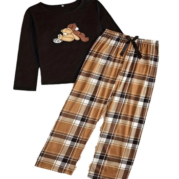 Határokon átnyúló robbanások görög TK Amazon Főoldal Ruházat Pizsama Női öltöny Medvemintás fekete hosszú ujjú nadrág