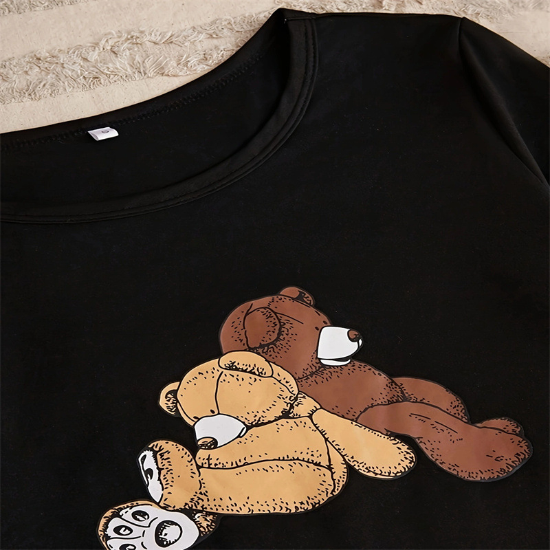 Pārrobežu sprādzieni Grieķu Tk Amazon Sākums Apģērbs Pidžamas Sieviešu uzvalks Lāču apdrukas melnas garās piedurknes bikses