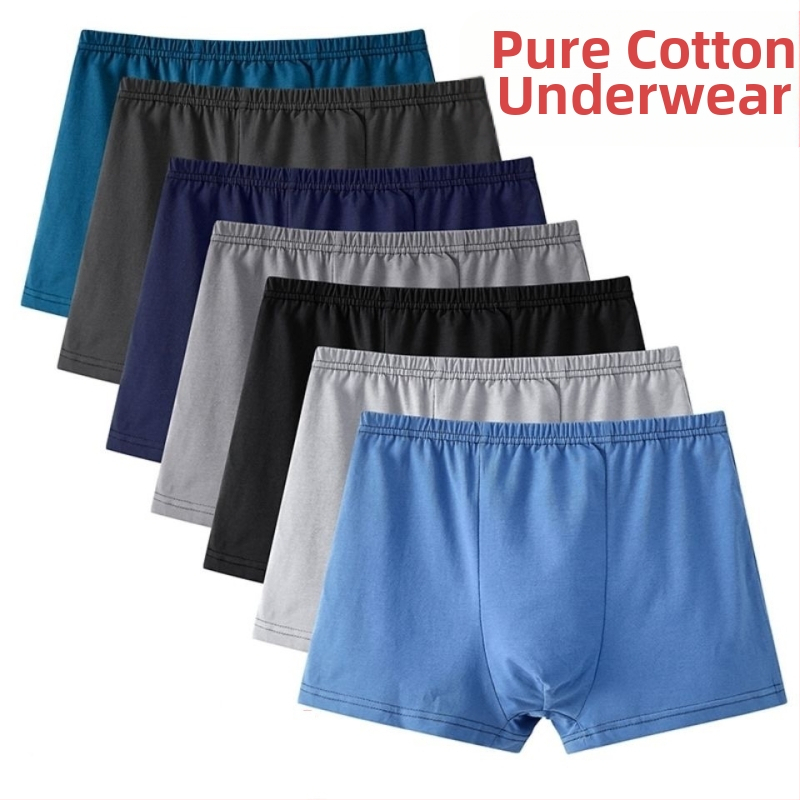 Meeste puuvillased aluspesu lahtised pluss-suuruses bokserid, hingavad bokserid, keskmise vöökohaga puuvillased lühikesed püksid hulgimüügist