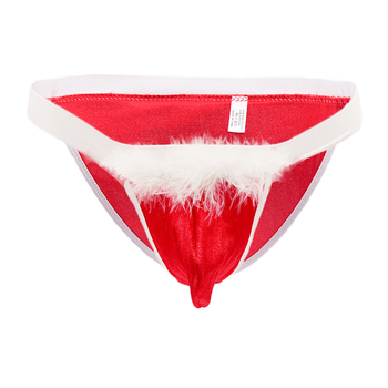 Ye Zimei vyriški seksualūs raudoni apatiniai, kalėdinė dovana, kalėdinė flanelinė, balti plaukai.