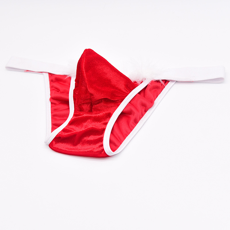 Ye Zimei vyriški seksualūs raudoni apatiniai, kalėdinė dovana, kalėdinė flanelinė, balti plaukai.