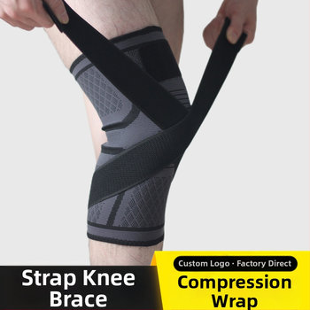 Chránič kolien s tlakovým popruhom, navíjanie, basketbal, beh, fitness, jazda na koni, pletený, športový, stlačený, priedušný