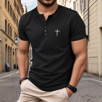 Americké tričko Henley s krátkym rukávom, športové tričko, ležérne módne tričko, polo tričko, textúra, ležérne a všestranné