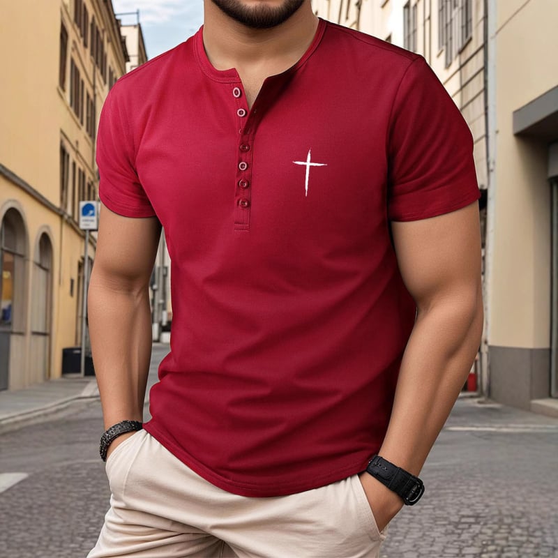 Americké tričko Henley s krátkym rukávom, športové tričko, ležérne módne tričko, polo tričko, textúra, ležérne a všestranné