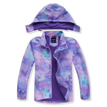 Djevojke Nova Macron šarena gradijentna vjetrovka s kapuljačom, vodootporna topla majica s otvorenim prsima i patentnim zatvaračem, odjeća za vanjsku upotrebu