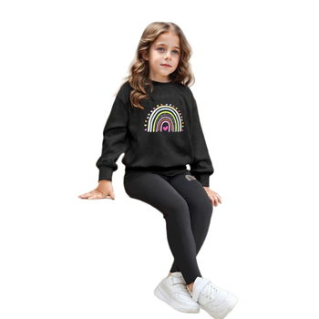 Διασυνοριακό Εξωτερικό Εμπόριο INS Κορίτσια 2 τεμάχια, Μοντέρνο, Casual, Φούτερ και Κολάν με Κινούμενα Σχέδια και Ουράνιο Τόξο