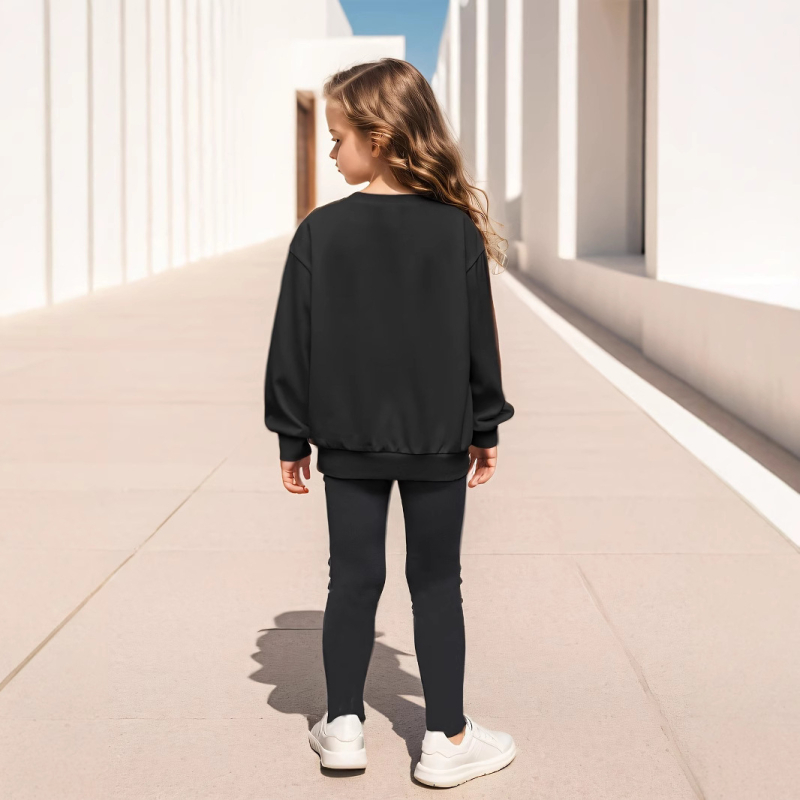 Dievčenské 2-balenie ležérnej mikiny s dlhým rukávom a legín s kreslenou dúhovou potlačou pre zahraničný obchod INS