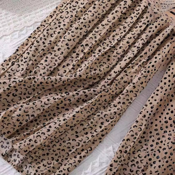 Bl051 Κοριτσίστικα Κοστούμια, Κοντά Μανίκια, Πλισέ Παντελόνια με Φαρδιά Στάμπα, Σετ Δύο Τεμαχίων Χακί Παντελόνια