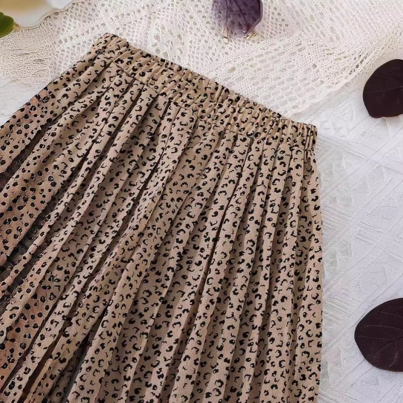 Bl051 Момичешки костюми, топове с къс ръкав, плисирани широки панталони, панталони с щампа, комплект от две части панталони в цвят каки