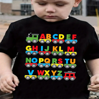 Трансгранично европейско и американско мъжко и дамско детско облекло от чист памук, лятна тениска с къс ръкав и кръгло деколте, щампована удобна тениска с къс топ и щампован детски дрехи