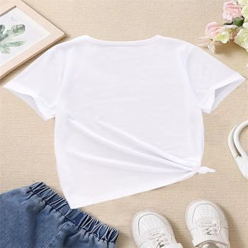 Трансгранично европейско и американско мъжко и дамско детско облекло от чист памук, лятна тениска с къс ръкав и кръгло деколте, щампована удобна тениска с къс топ и щампован детски дрехи