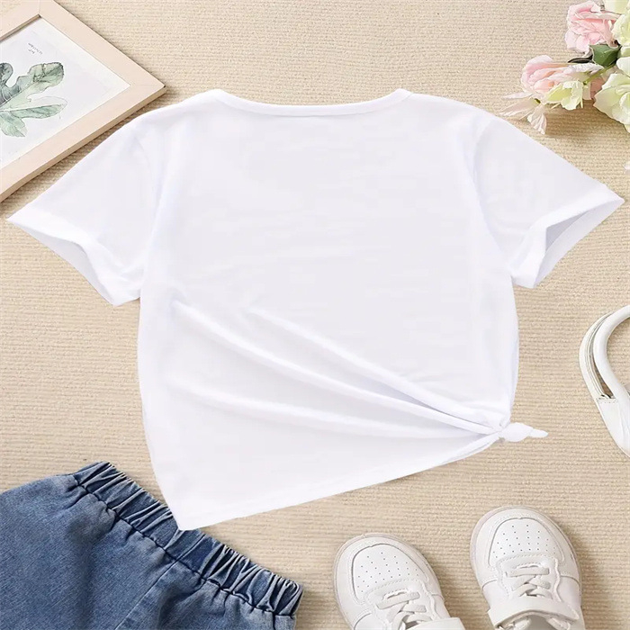 Трансгранично европейско и американско мъжко и дамско детско облекло от чист памук, лятна тениска с къс ръкав и кръгло деколте, щампована удобна тениска с къс топ и щампован детски дрехи