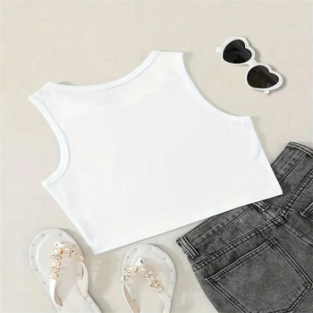 2025 Νέο Διασυνοριακό Καλοκαιρινό Αμάνικο Γιλέκο Spice Girls με Κοντό Σέξι Μοντέρνο Μικρό Γιλέκο με Στάμπα για Γυναίκες