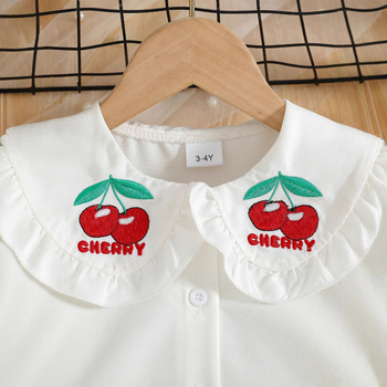 Piiriülene otsemüük, uued tüdrukute suvised lühikeste varrukatega kardiganid, koomiksiga, puuvilja-kirsi mustriga jakk hulgimüügist