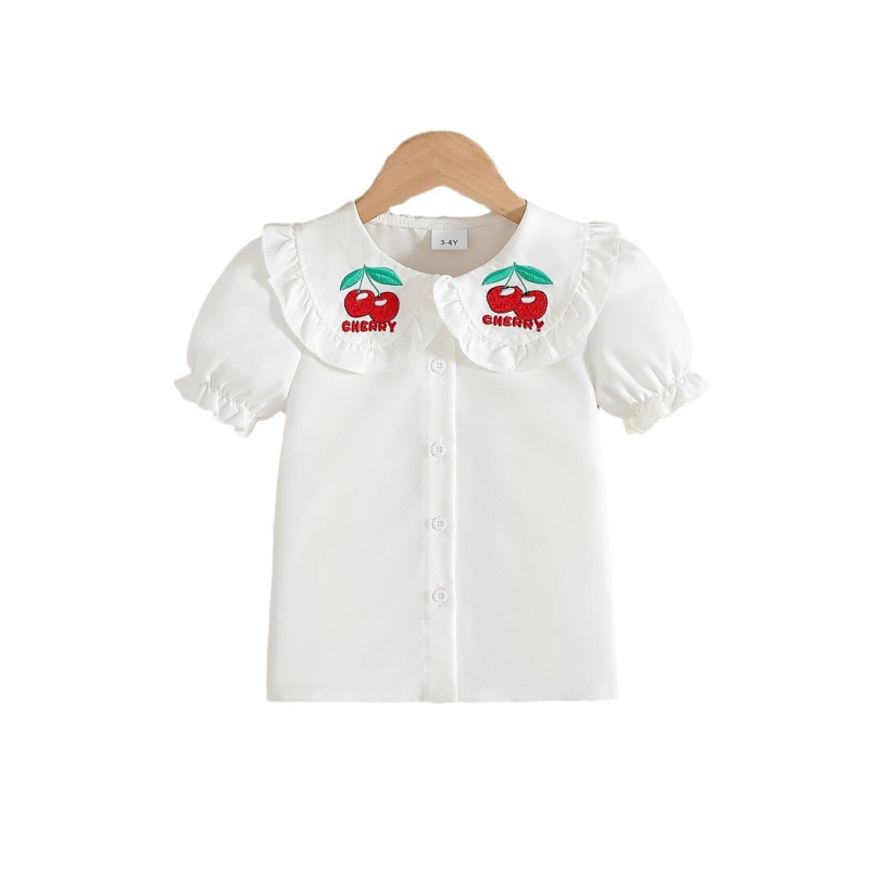 Piiriülene otsemüük, uued tüdrukute suvised lühikeste varrukatega kardiganid, koomiksiga, puuvilja-kirsi mustriga jakk hulgimüügist