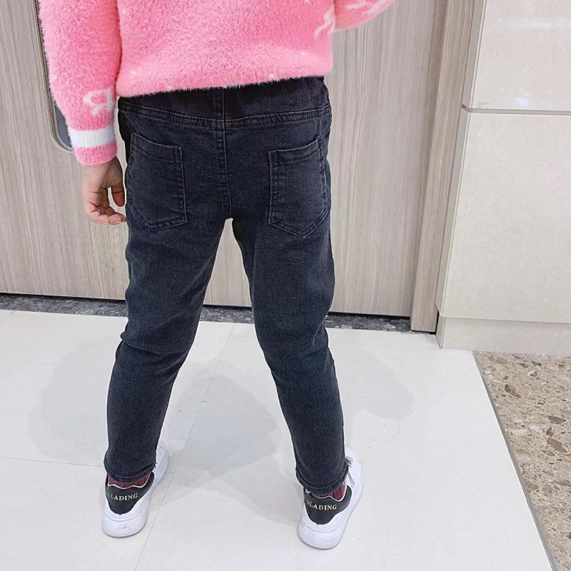 Naiste sügis- ja talveriided, laste teksad, beebide lääne stiilis riided, laste erilised trendikad Korea stiilis riided, fliisvoodriga, paksendatud, kitsad ja elastsed püksid