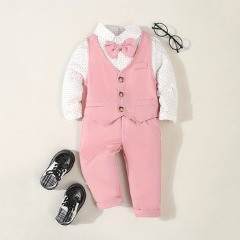 Costum pentru copii, costum de primăvară și toamnă, petrecere de ziua de naștere a bebelușului, costum mic, set de trei piese pentru băieți, cămașă-vest