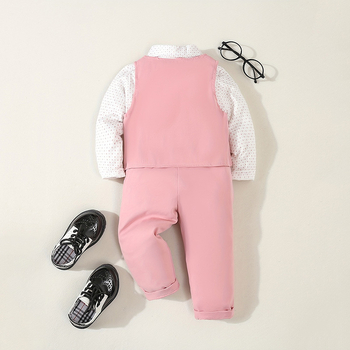 Παιδικό φορέμα για την άνοιξη και το φθινόπωρο, μικρό κοστούμι για πάρτι γενεθλίων μωρού, όμορφο πουκάμισο για αγόρι, σετ τριών τεμαχίων