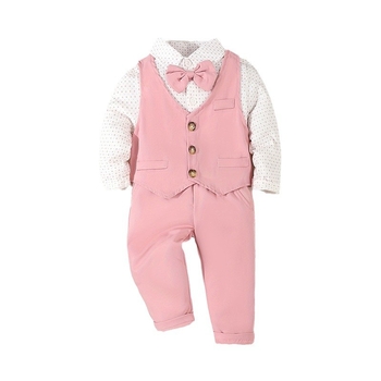 Παιδικό φορέμα για την άνοιξη και το φθινόπωρο, μικρό κοστούμι για πάρτι γενεθλίων μωρού, όμορφο πουκάμισο για αγόρι, σετ τριών τεμαχίων