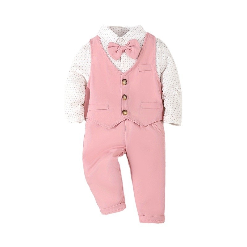 Costum pentru copii, costum de primăvară și toamnă, petrecere de ziua de naștere a bebelușului, costum mic, set de trei piese pentru băieți, cămașă-vest