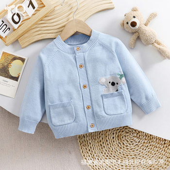 Najprodavaniji pleteni kardigan za bebe, svestrani dugi rukavi s uzorkom koale za dojenčad i malu djecu, okrugli izrez, mekan i udoban