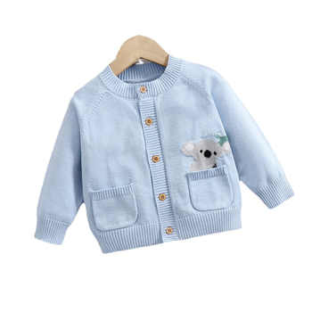 Najprodavaniji pleteni kardigan za bebe, svestrani dugi rukavi s uzorkom koale za dojenčad i malu djecu, okrugli izrez, mekan i udoban