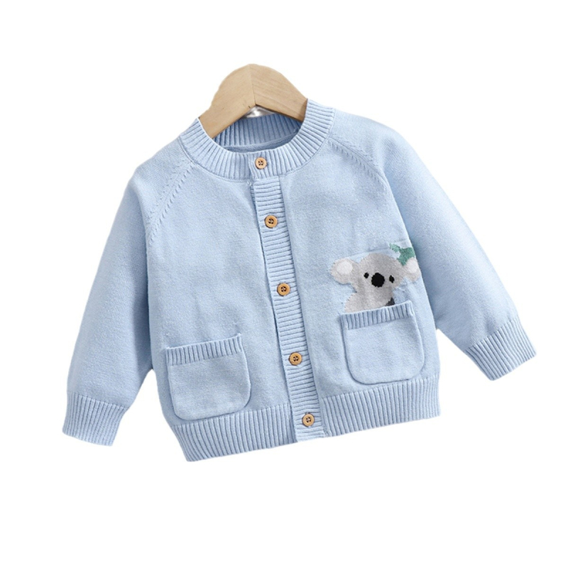 Najprodavaniji pleteni kardigan za bebe, svestrani dugi rukavi s uzorkom koale za dojenčad i malu djecu, okrugli izrez, mekan i udoban