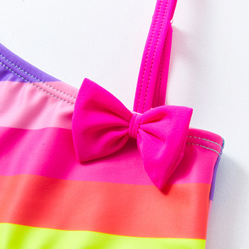 Νέο σετ μαγιό μπικίνι δύο τεμαχίων σε κορεατικό στιλ με ασύμμετρες ρίγες για κορίτσια