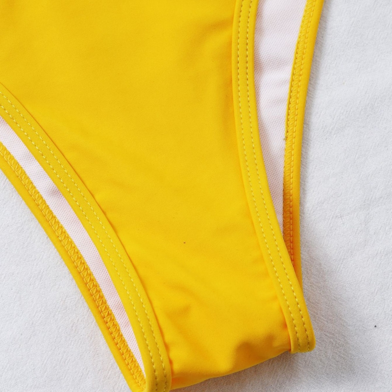 2024-es új női hasított, egyszínű, szexi bikini fürdőruha, mély V-nyakú, pántnélküli, kis mellkasú push-up fürdőruha