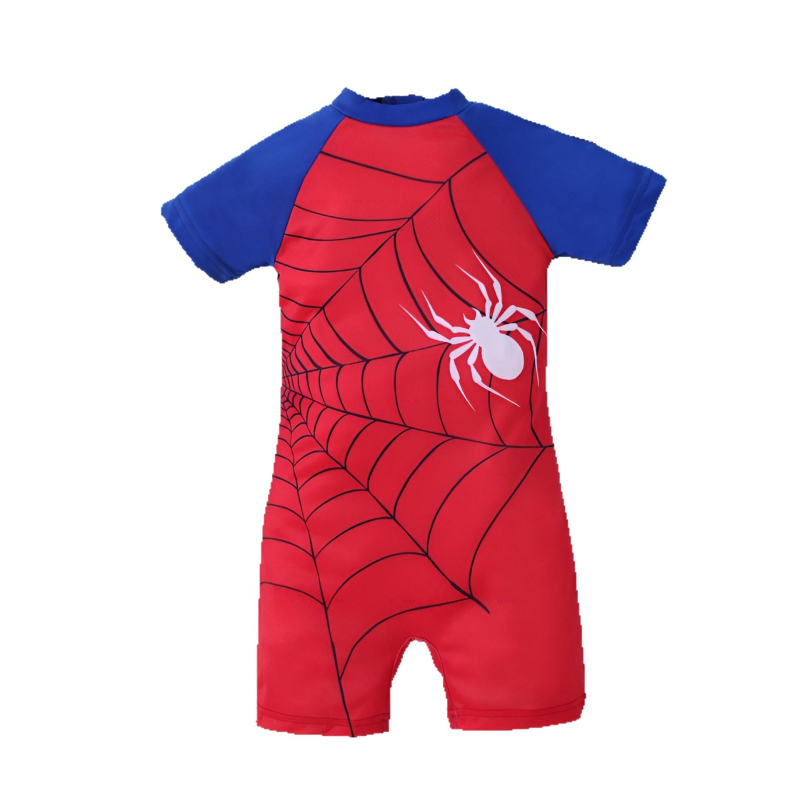 Poiste ämblikuprindiga kontrastne ujumistrikoo ümara kaelusega lukuga