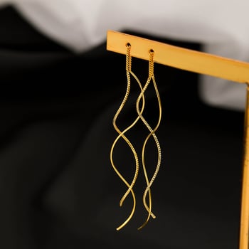 Σκουλαρίκια αυτιών Wave Ear Wire 2025 New Trendy Style Silver S925 Ear Wire Simple Cold Style Tassel Ear Wire