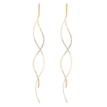 Σκουλαρίκια αυτιών Wave Ear Wire 2025 New Trendy Style Silver S925 Ear Wire Simple Cold Style Tassel Ear Wire