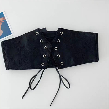 Piiriülene kuum müük Naiste elastne dekoratiivne vöö roosilillepitsiga ja kleidi vöökoha pitsist pitskinnitusega laos.