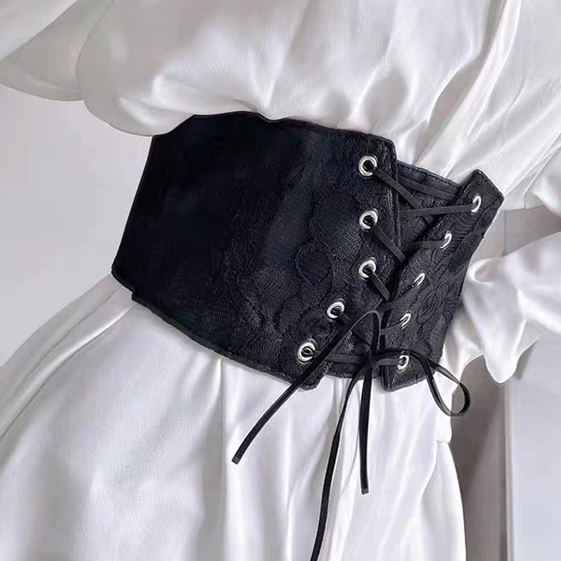 Piiriülene kuum müük Naiste elastne dekoratiivne vöö roosilillepitsiga ja kleidi vöökoha pitsist pitskinnitusega laos.