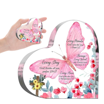 Piiriülene kaart kohandatud armastusega läbipaistev akrüül emadepäev tänupüha laua akrüülkaunistused