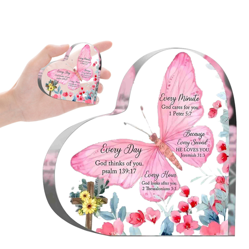 Piiriülene kaart kohandatud armastusega läbipaistev akrüül emadepäev tänupüha laua akrüülkaunistused