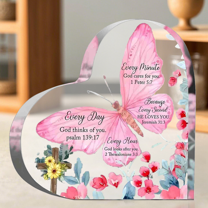 Piiriülene kaart kohandatud armastusega läbipaistev akrüül emadepäev tänupüha laua akrüülkaunistused