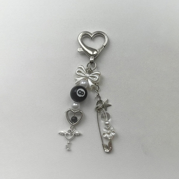 Tarptautinis mobiliojo telefono dėklas, aksesuarai, nišinis kaspinas, karoliukų segtukas, angelo raktas, meilės sagtis, pakabukas, mielas, šaunus, y2k banga