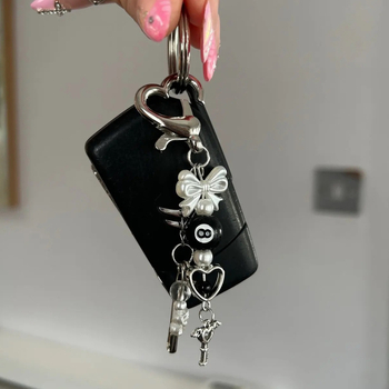 Tarptautinis mobiliojo telefono dėklas, aksesuarai, nišinis kaspinas, karoliukų segtukas, angelo raktas, meilės sagtis, pakabukas, mielas, šaunus, y2k banga