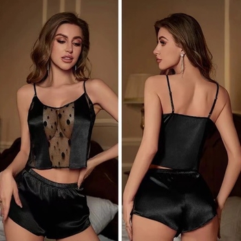 Táncoló Éjszakai Macska Új Pizsama Női Nyári Csipke Varrásos Szexi Sling Rövidnadrág Női Otthoni Ruhaöltöny 3235