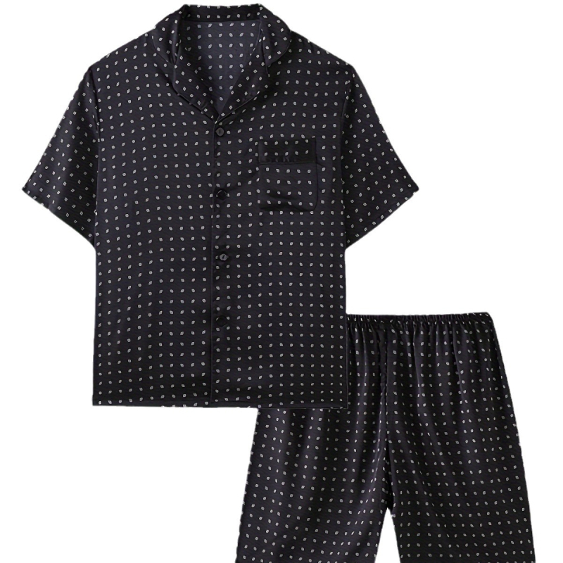 Jauns liela izmēra modes vīriešu pidžamu komplekts mājas apģērbam īsām piedurknēm, kas ir svarīgi mājās