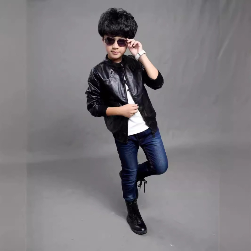 Dječja jakna cuhk prekogranična PU motociklistička koža 100-160 dječja kožna jakna